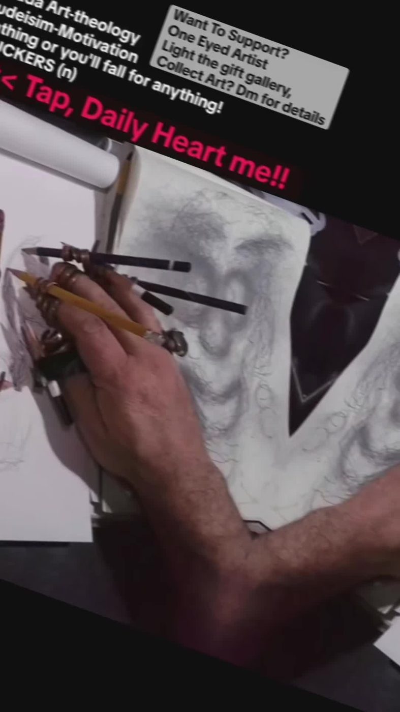 Still from a TikTok live: both hands rigged with pencils, drawing on paper
